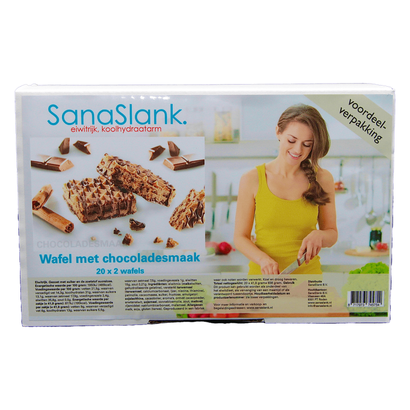 Xxl eiwitrijke wafels met chocoladesmaak (20 verpakkingen)